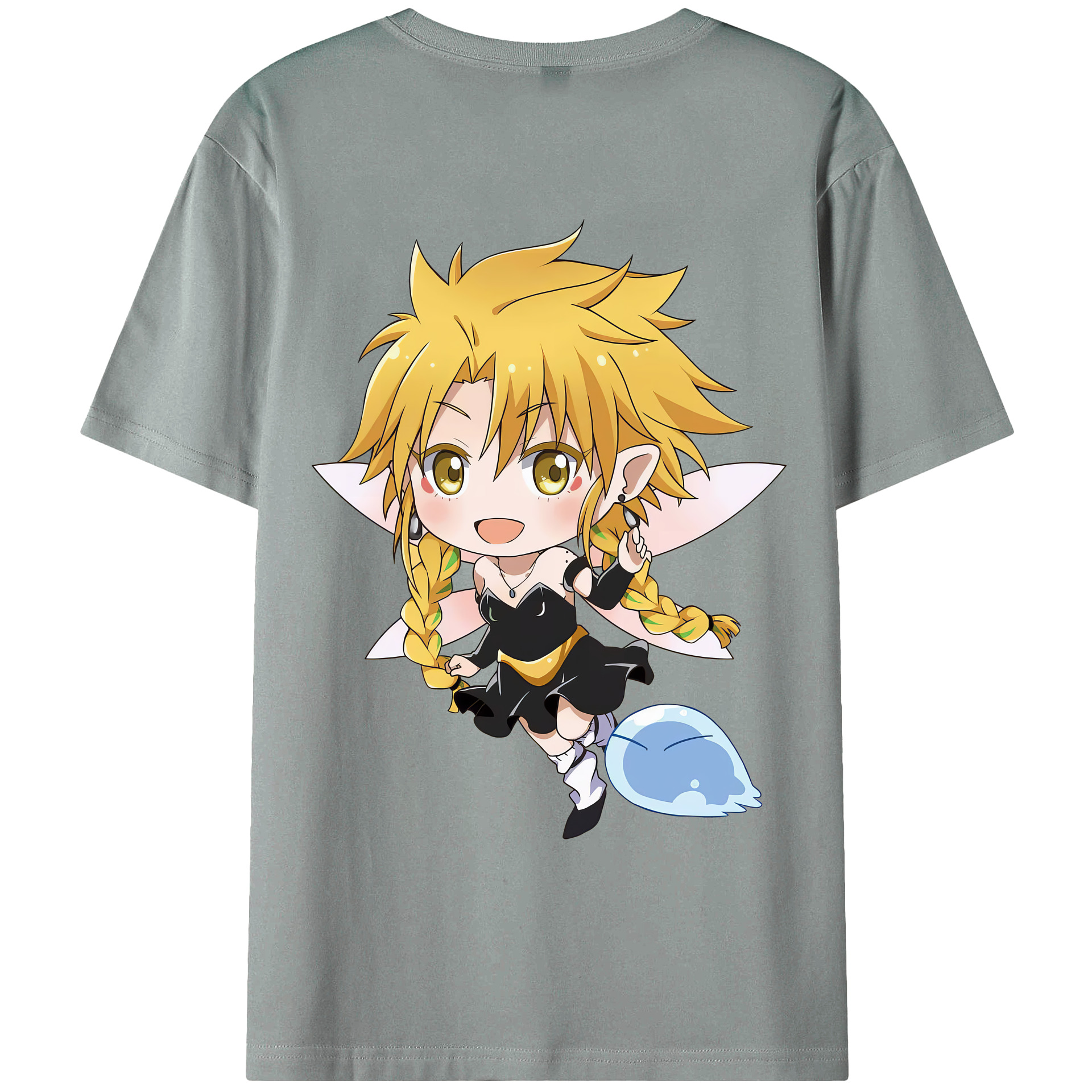 （画像用） 転スラ Regarding Reincarnated to Slime 綿100％ メンズ半袖Tシャツ（バックプリント） 通気性